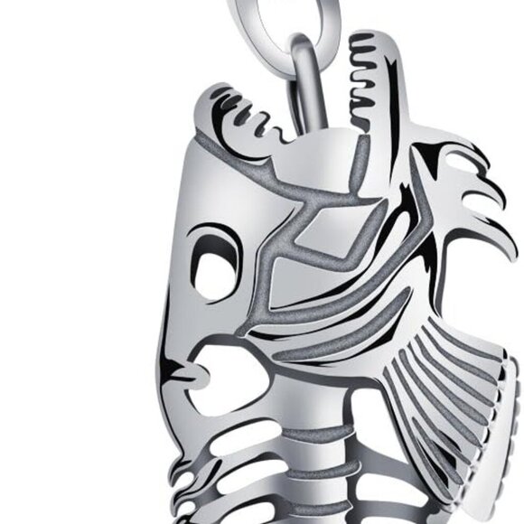 Fish Bone Necklace Unisex Hypoallergenic Stainless Steel Venetian Chain Jewelry - Picture 1 of 7